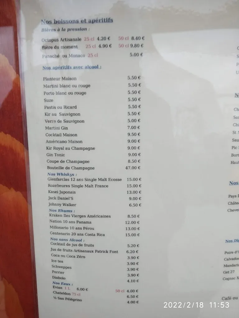 Menu_Auberge du Port_Châteauneuf-sur-Loire_image_4