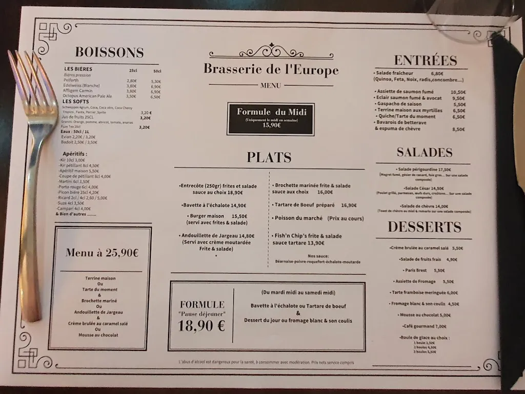 Menu_Brasserie de l'Europe_Châteauneuf-sur-Loire_imagen_3