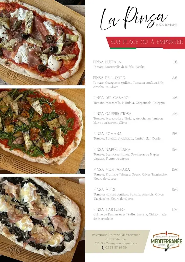 Menu_Restaurant Trattoria Méditerranée_Châteauneuf-sur-Loire_image_1