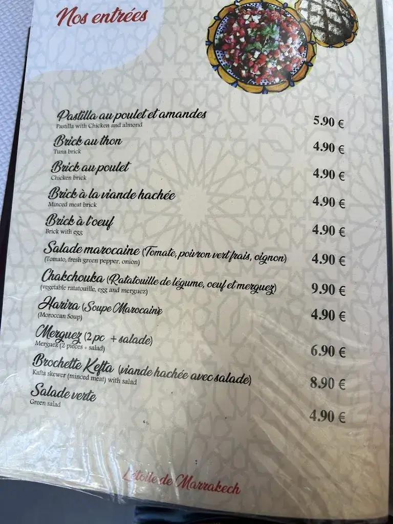 Menu_L'Etoile de Marrakech_Châteaudun_image_2