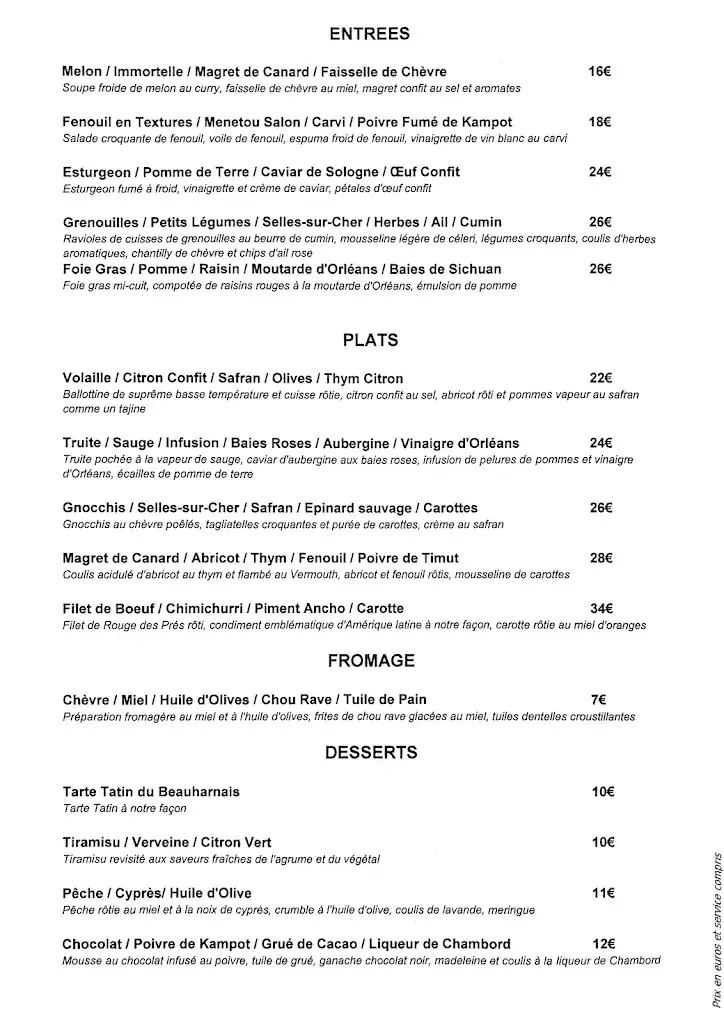 Menu_Le Beauharnais - Sherri et Nicola _Ferté-Beauharnais_image_2