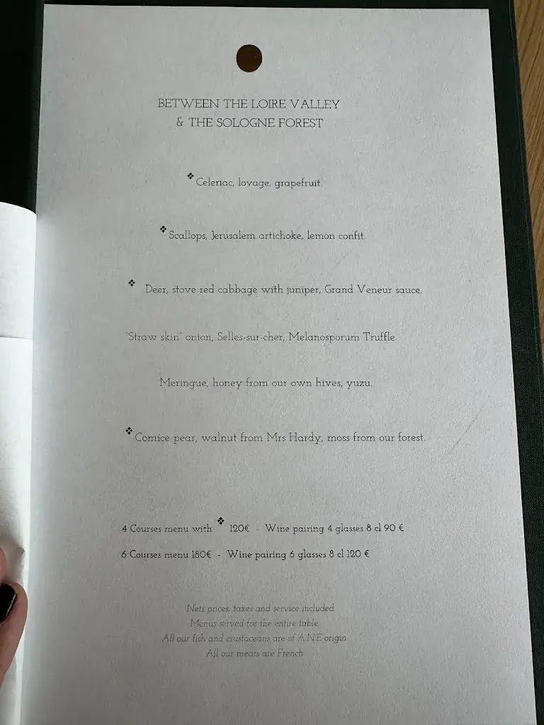 Menu_Restaurant Le Favori - Les Sources de Cheverny_Cheverny_image_1