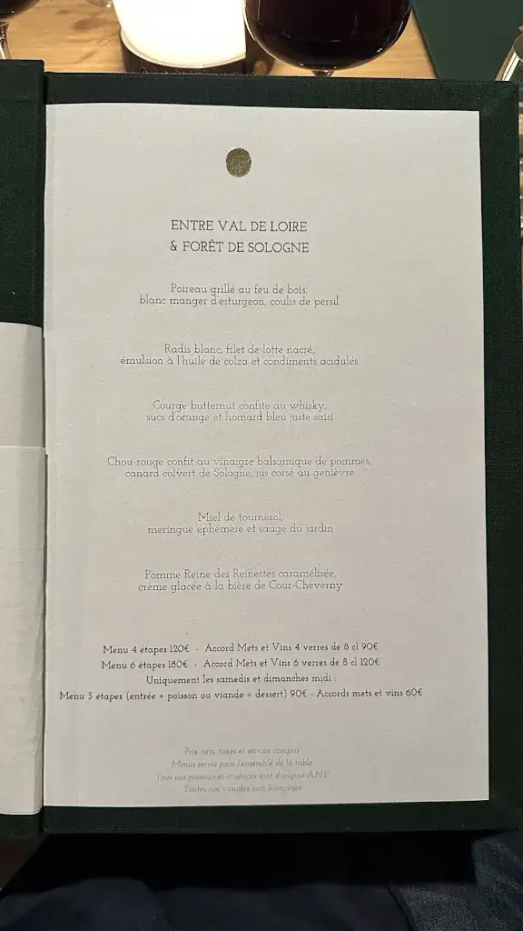 Menu_Restaurant Le Favori - Les Sources de Cheverny_Cheverny_image_2