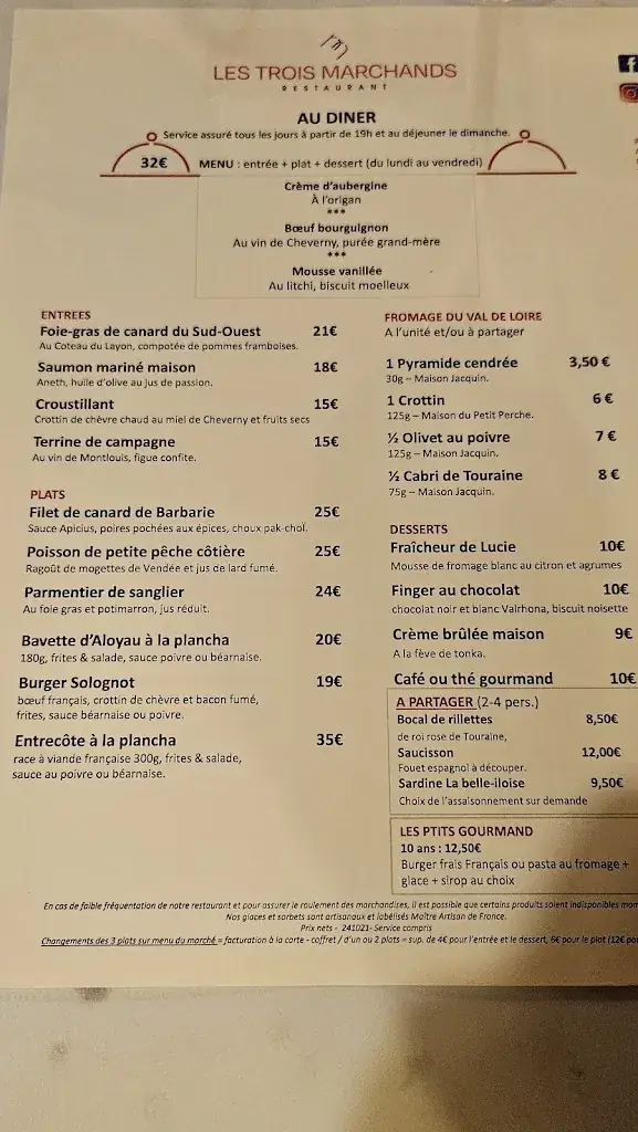 Menu_Restaurant Les Trois Marchands_Cour-Cheverny_image_2