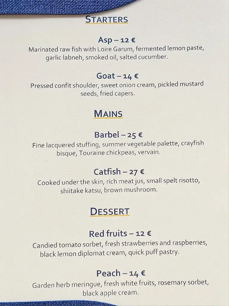 Menu_Les Pêcheries Ligériennes / La Cabane à Matelot : restaurant - boutique - balades en bateau - cours de cuisine - traiteur_Bréhémont_image_2