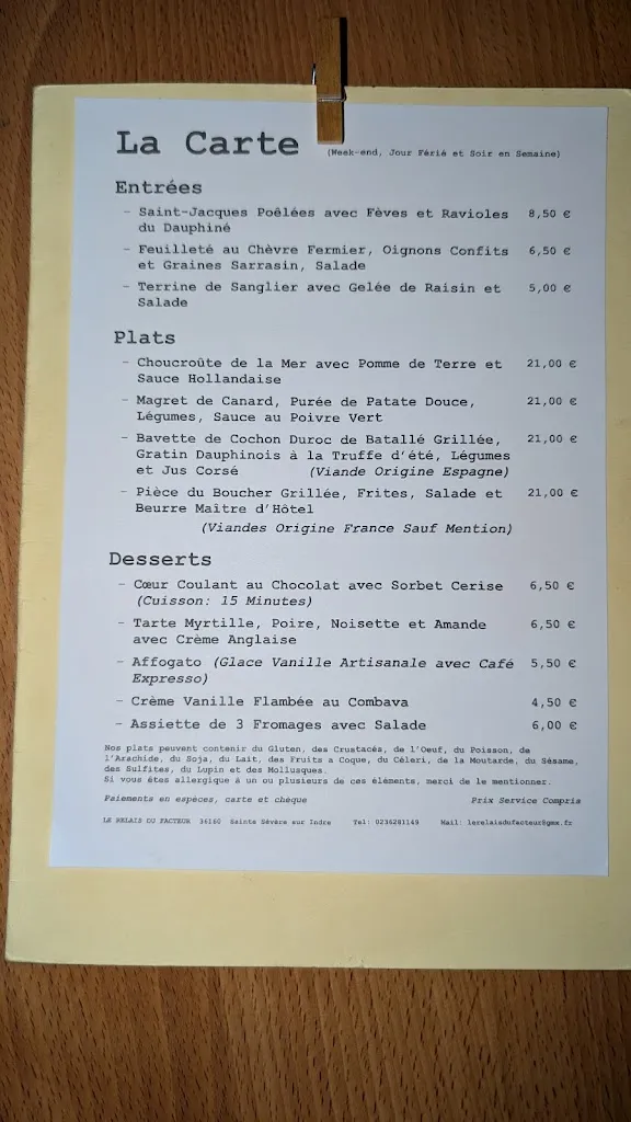 Menu_Le Relais du Facteur_Sainte-Sévère-sur-Indre_immagine_1