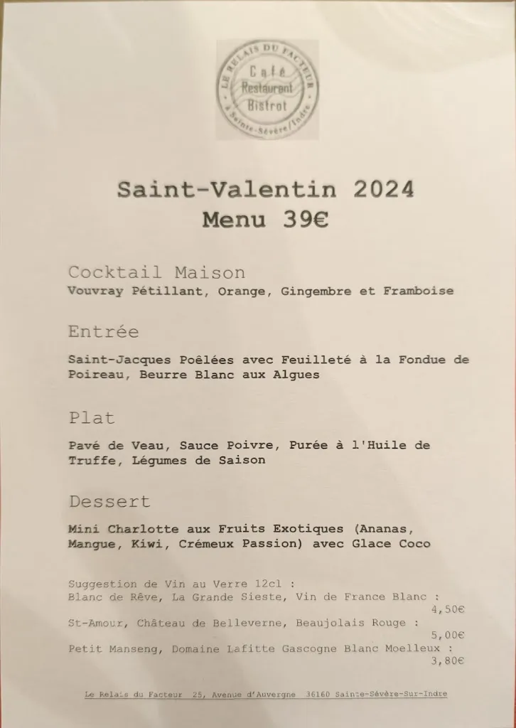 Menu_Le Relais du Facteur_Sainte-Sévère-sur-Indre_immagine_3