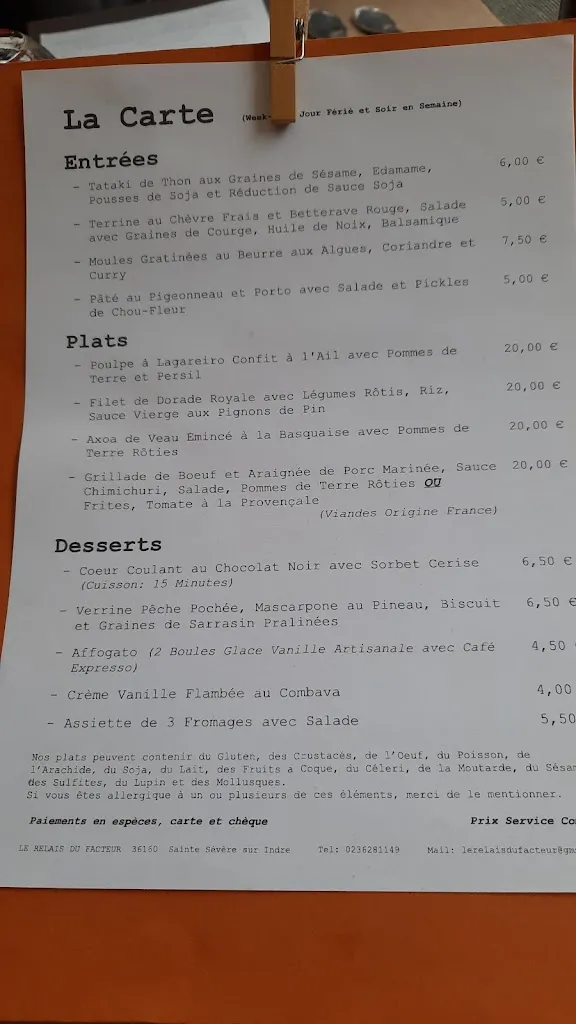Menu_Le Relais du Facteur_Sainte-Sévère-sur-Indre_immagine_4