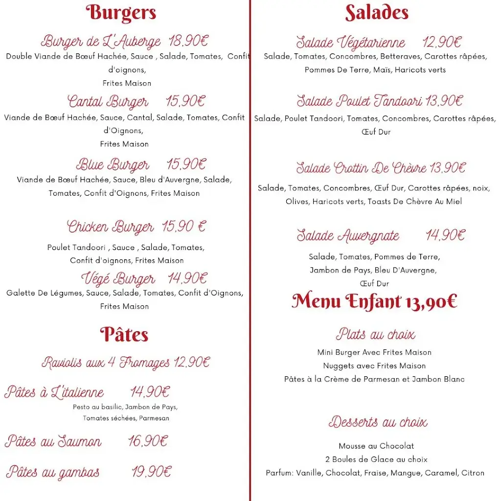 Menu_L'Auberge De Thenay_Thenay_image_1