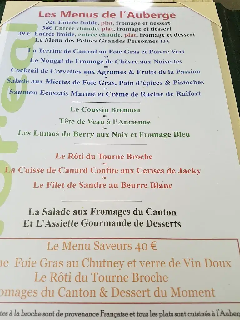 Menu_L'Auberge De Thenay_Thenay_image_4
