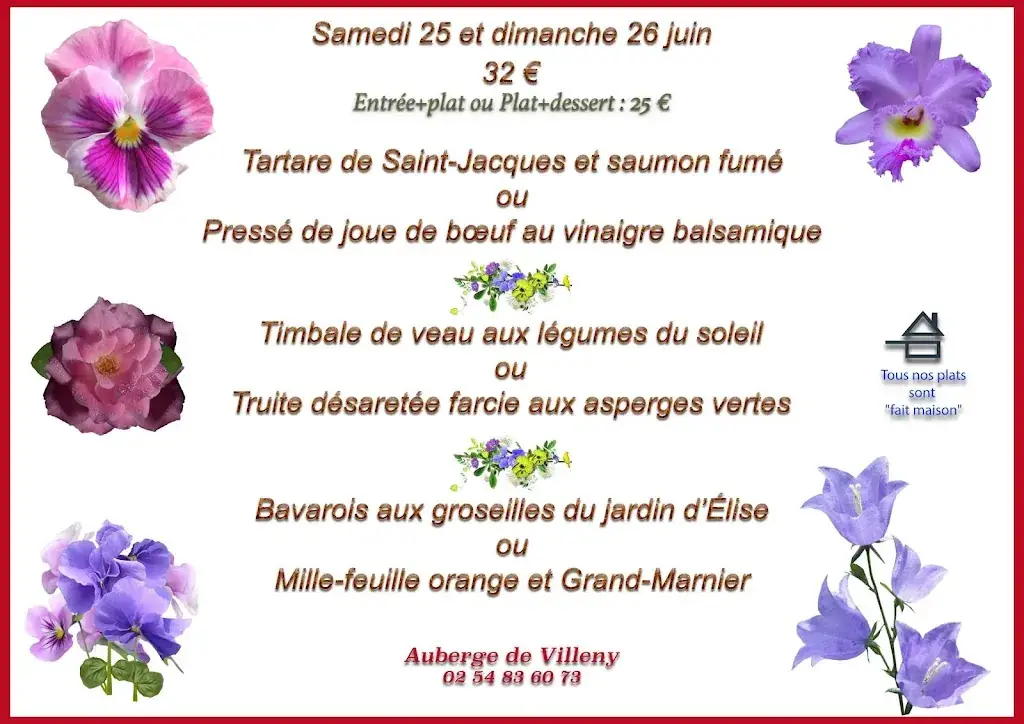 Menu_Auberge de Villeny_Villeny_imagen_3