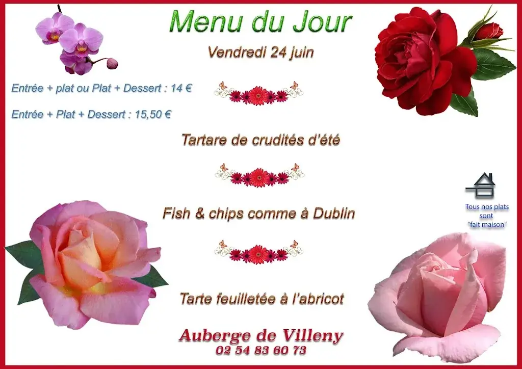 Menu_Auberge de Villeny_Villeny_imagen_4