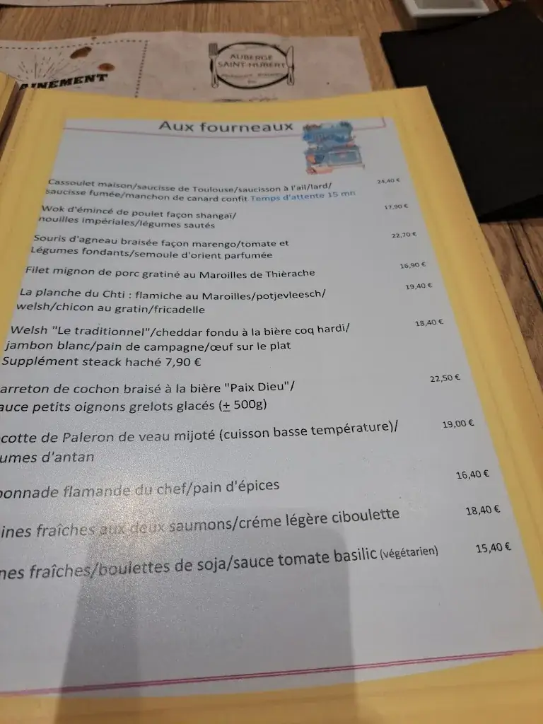 Menu_Auberge Saint Hubert_Douchy-les-Mines_image_3