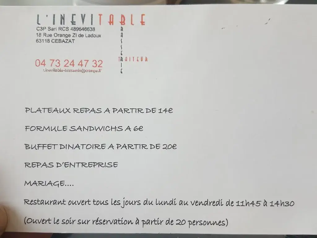 Menu_L'Inévitable_Cébazat_image_3