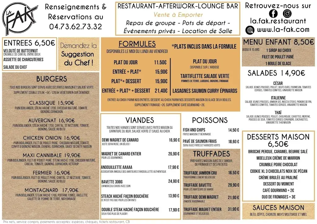 Menu_Restaurant Bar La FAK_Cébazat_image_1