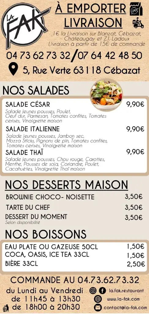 Menu_Restaurant Bar La FAK_Cébazat_image_4