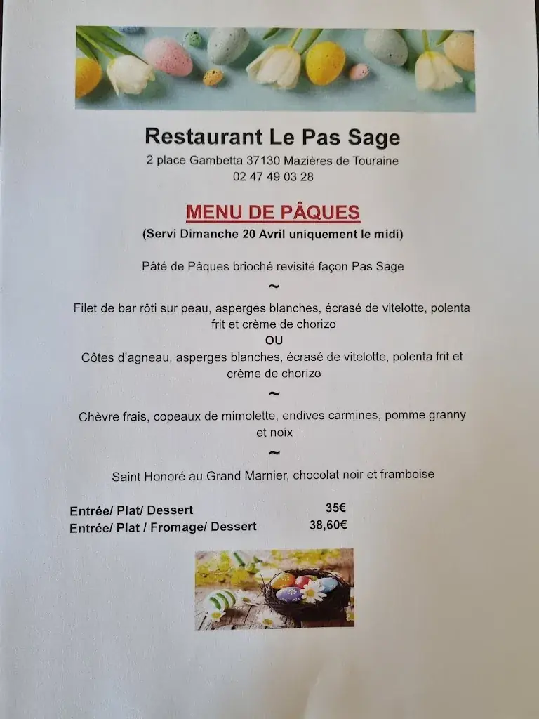 Menu_Restaurant Le Pas Sage_Mazières-de-Touraine_image_1