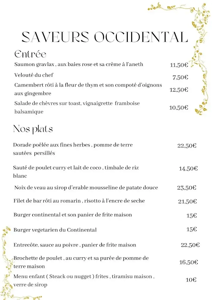 Menu_Le Continental_Dammarie-les-Lys_image_1