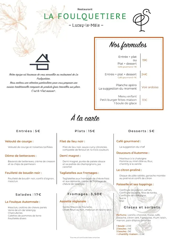 Menu_Restaurant La Foulquetière_Luçay-le-Mâle_image_1