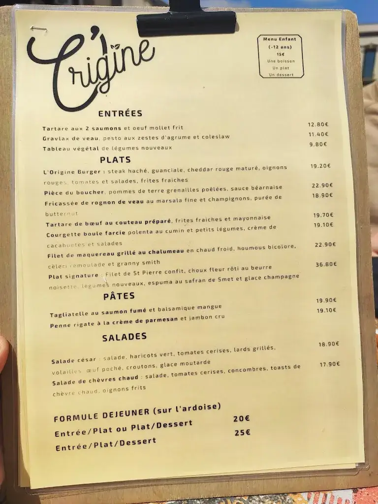 Menu_L'Origine_Dreux_imagen_1