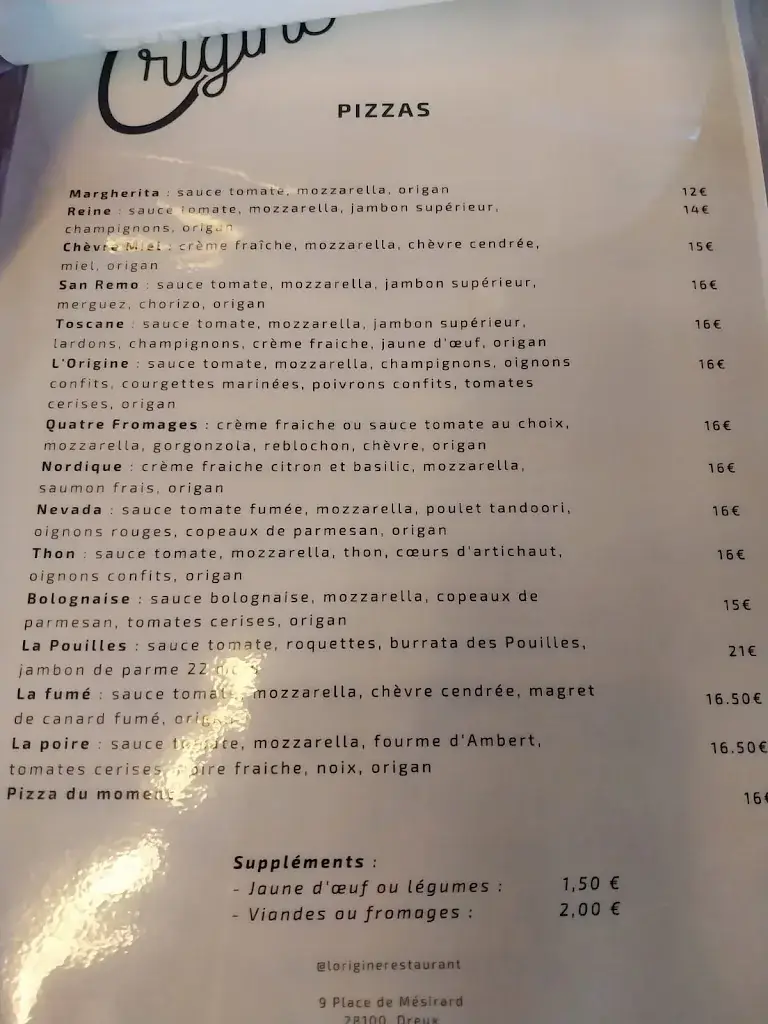 Menu_L'Origine_Dreux_imagen_2