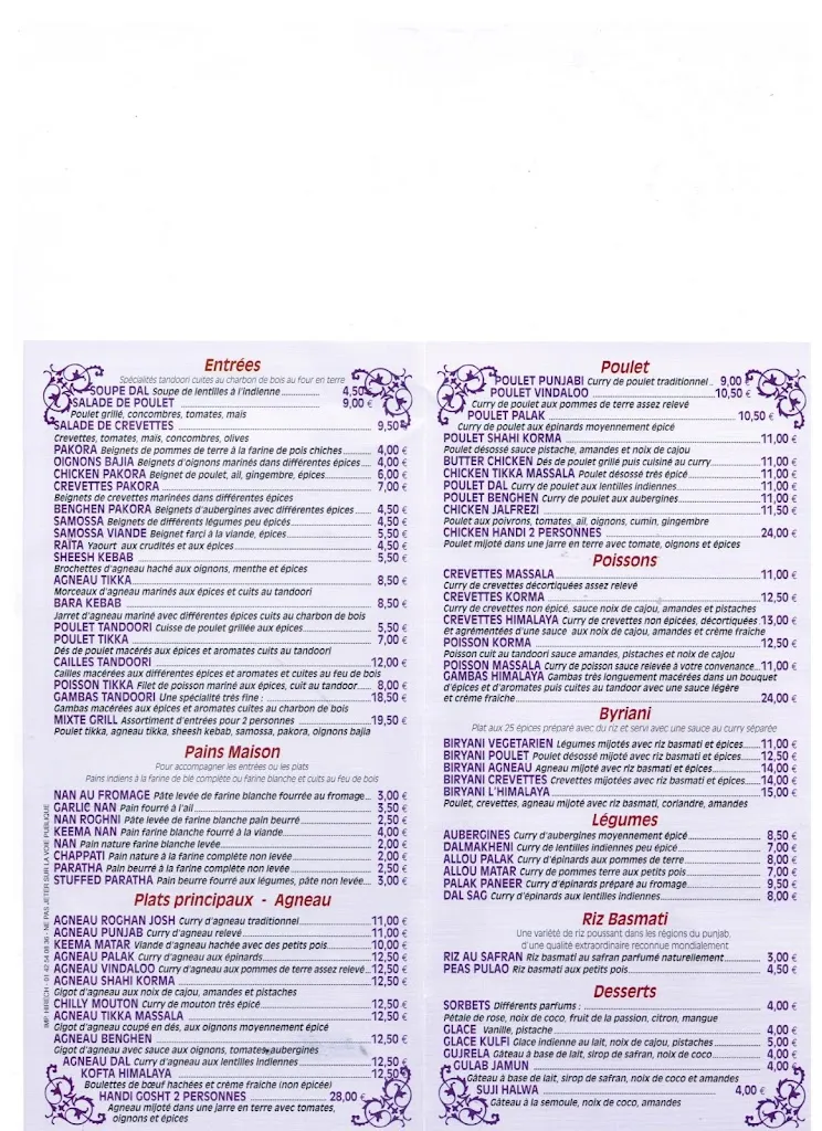 Menu_Restaurant L'Himalaya_Dreux_image_1