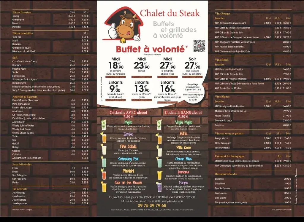 Menu_CHALET DU STEAK_Fleury-les-Aubrais_image_1