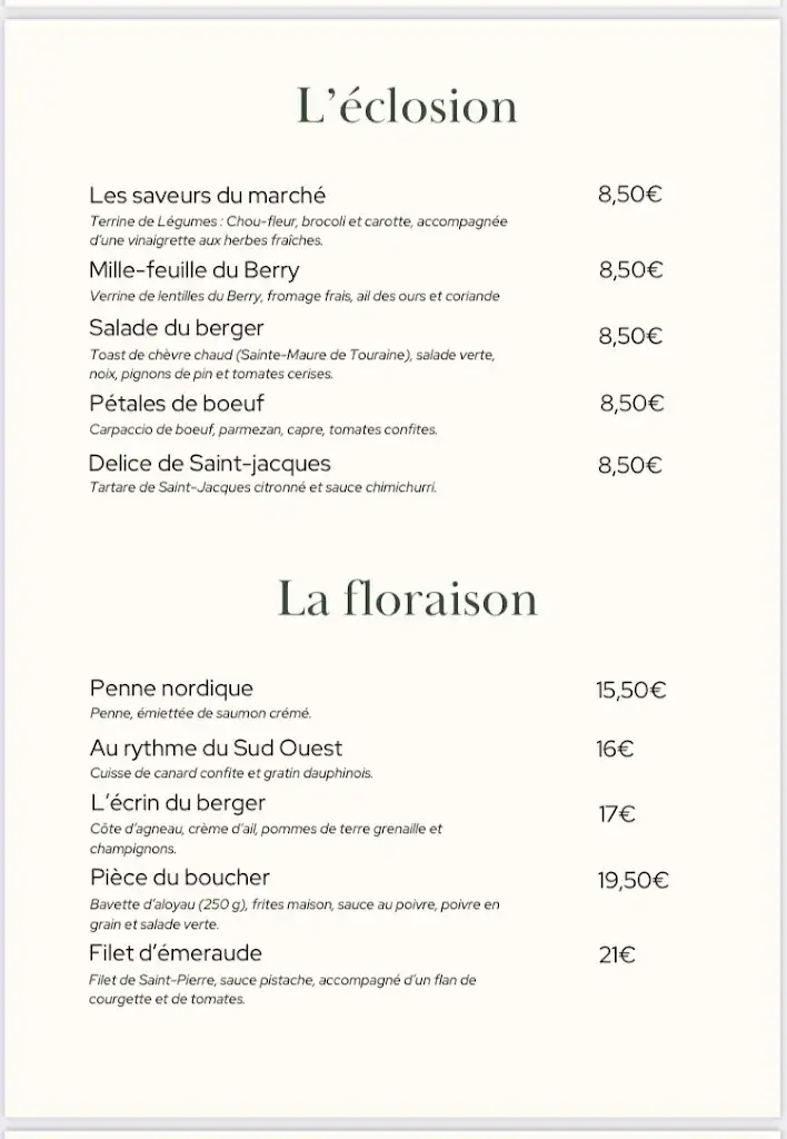 Menu_Restaurant Agnes Sorel_Genillé_image_1