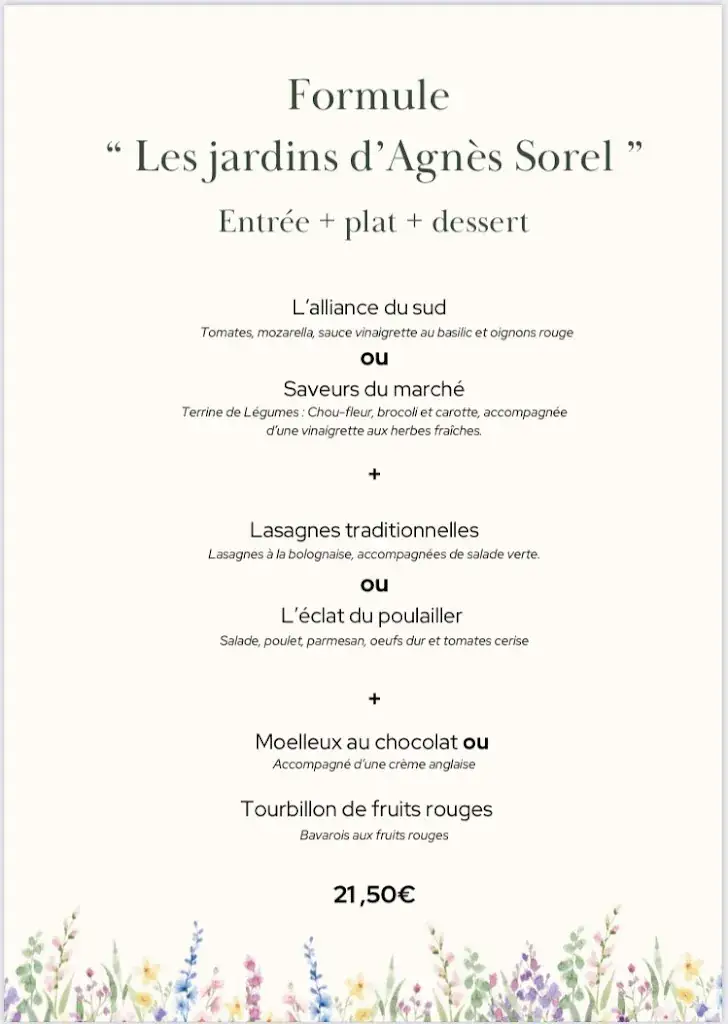 Menu_Restaurant Agnes Sorel_Genillé_image_2