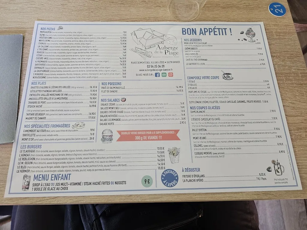 Menu_Auberge de la Plage_Baraize_image_1