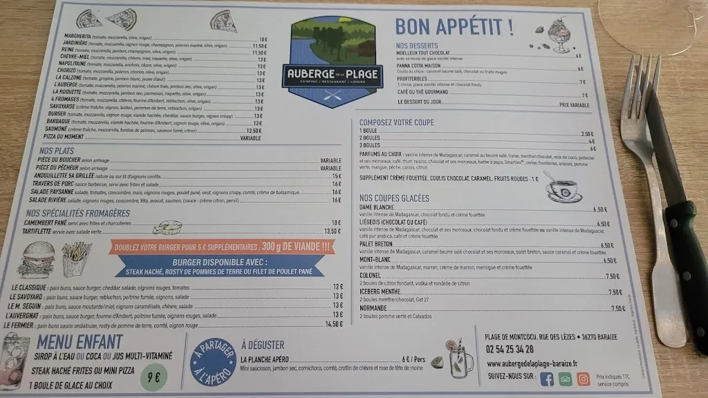 Menu_Auberge de la Plage_Baraize_image_2