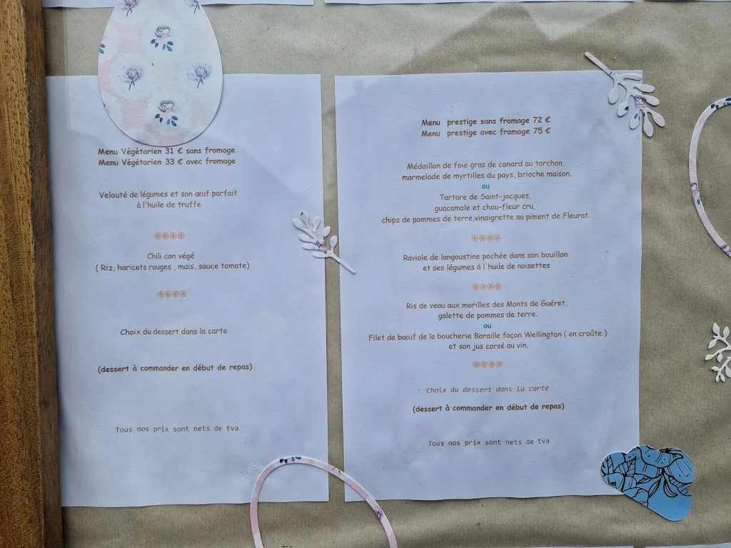 Menu_L'Auberge de la Vallée_Crozant_immagine_2