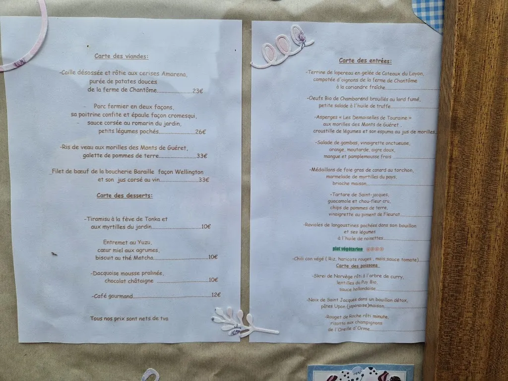 Menu_L'Auberge de la Vallée_Crozant_immagine_4
