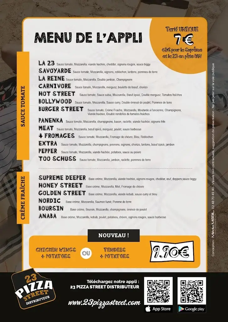 Menu_23 Pizza Street distributeur La Chapelle-Saint-Ursin_Chapelle-Saint-Ursin_image_1