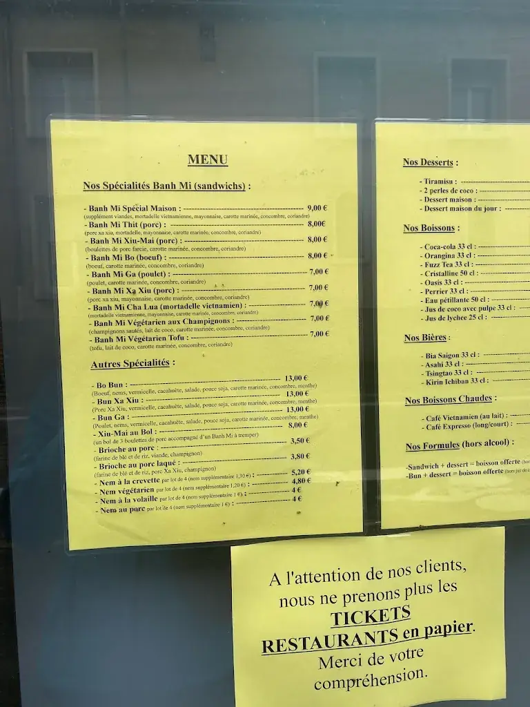 Menu_Banh Mi Lê sandwich vietnamien_Chartres_imagen_3