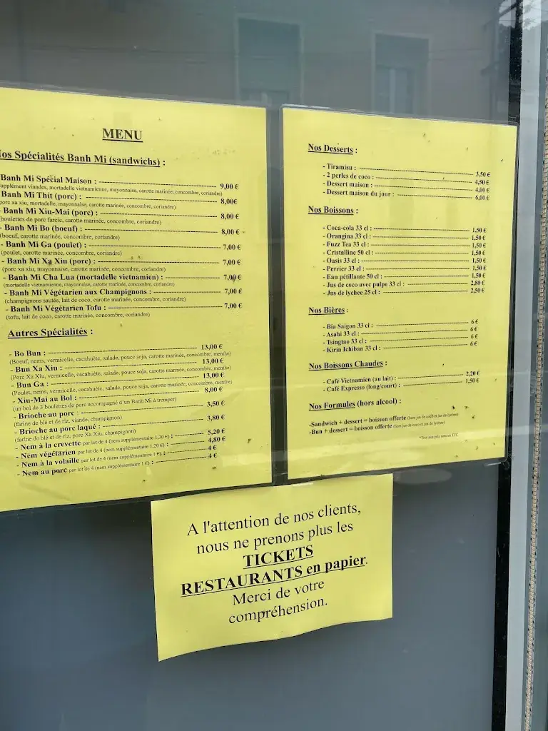 Menu_Banh Mi Lê sandwich vietnamien_Chartres_imagen_4