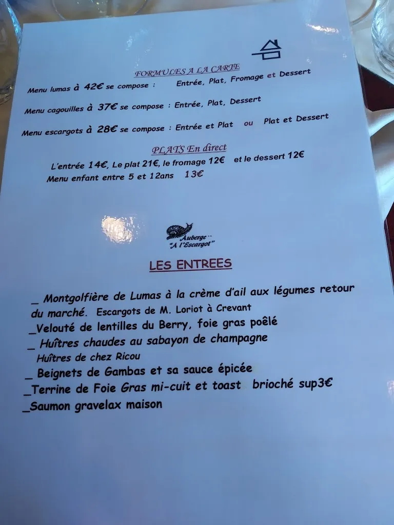 Menu_Auberge à L'Escargot_Châtre_image_1