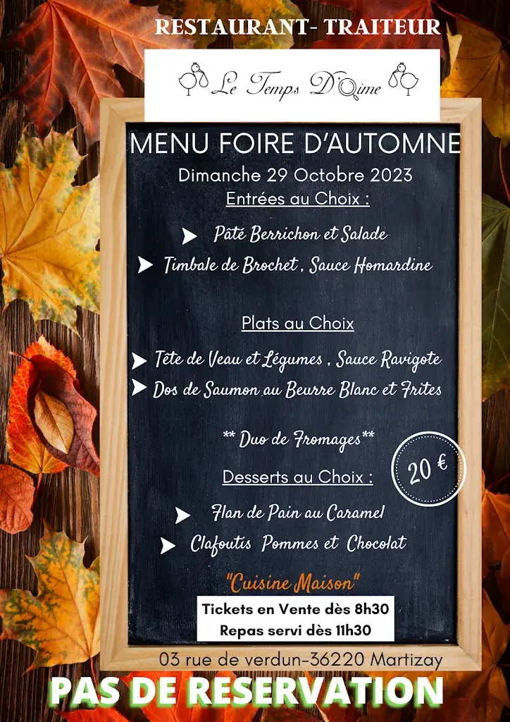 Menu_Restaurant Le Temps D'Aime_Martizay_image_4