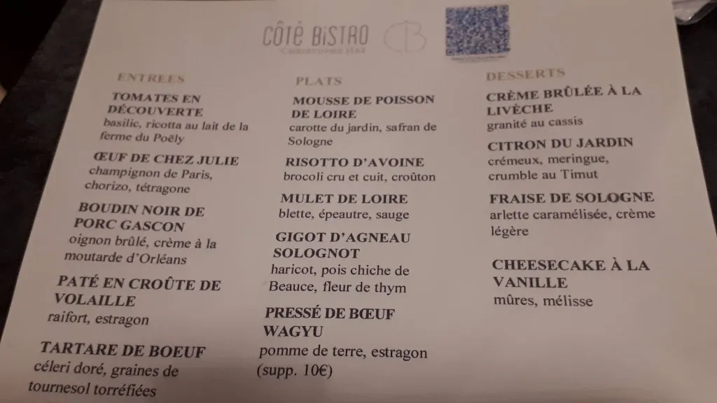Menu_Restaurant La Maison d'à Côté_Montlivault_image_3