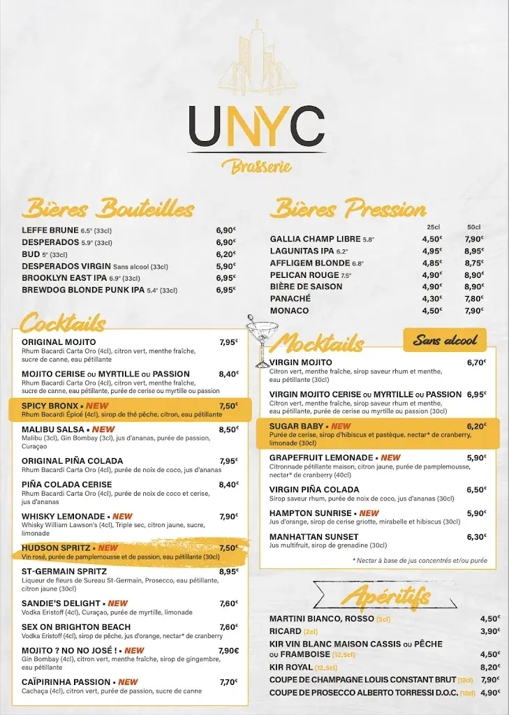 Menu_UNYC Brasserie Chartres - Barjouville_Barjouville_image_2