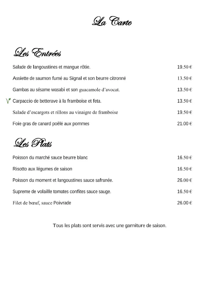 Menu_Auberge le signal_Sonzay_imagen_1