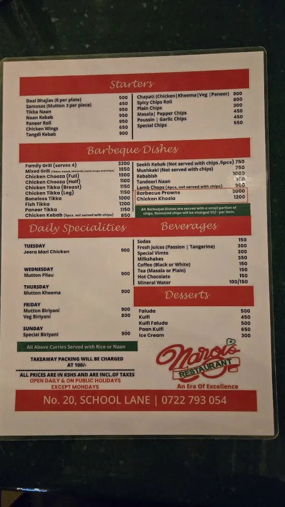 Menu_Nargis Restaurant_Kenya_image_1