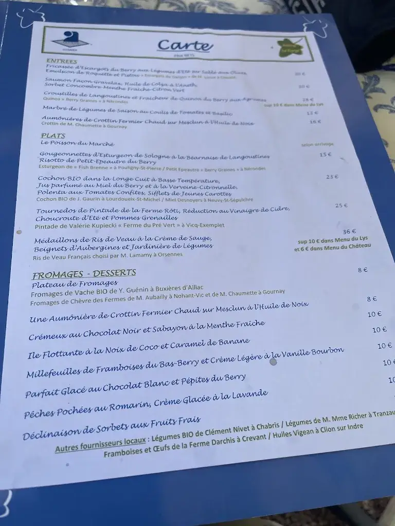 Menu_Restaurant La Forge_Lys-Saint-Georges_image_1