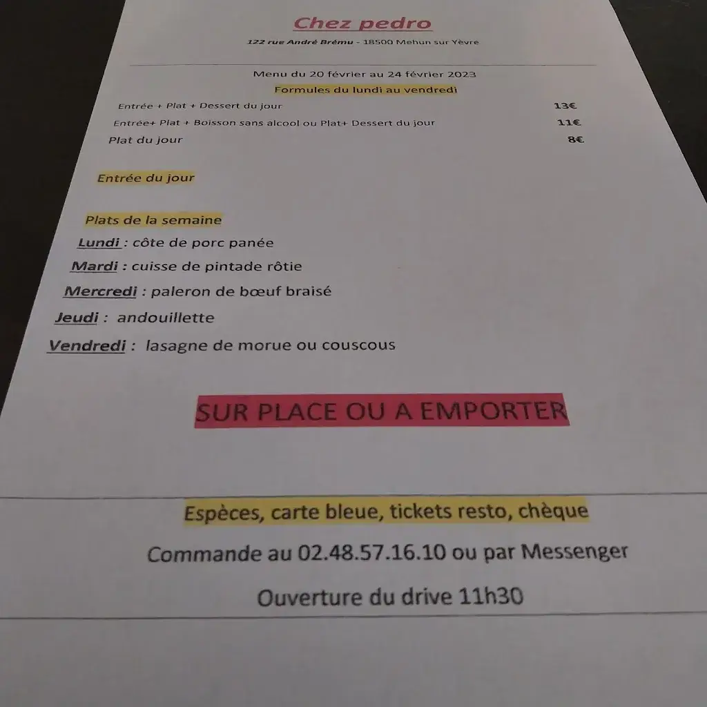 Menu_Chez Pedro_Mehun-sur-Yèvre_image_1