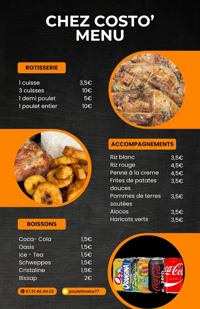 Menu_CHEZ COSTO' POULET BRAISE_Malesherbois_image_1