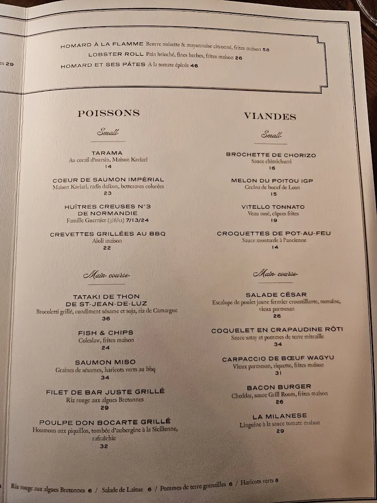 Menu_The Grill Room_Paris_image_3