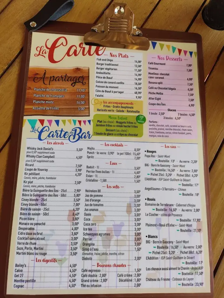 Menu_la guinguette des îles de Troo_Montoire-sur-le-Loir_imagen_1