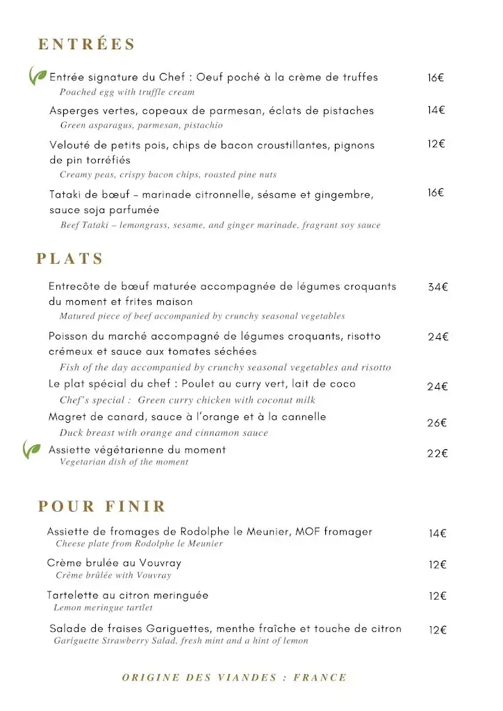 Menu_Restaurant Château de Noizay La Renaudie_Noizay_image_1