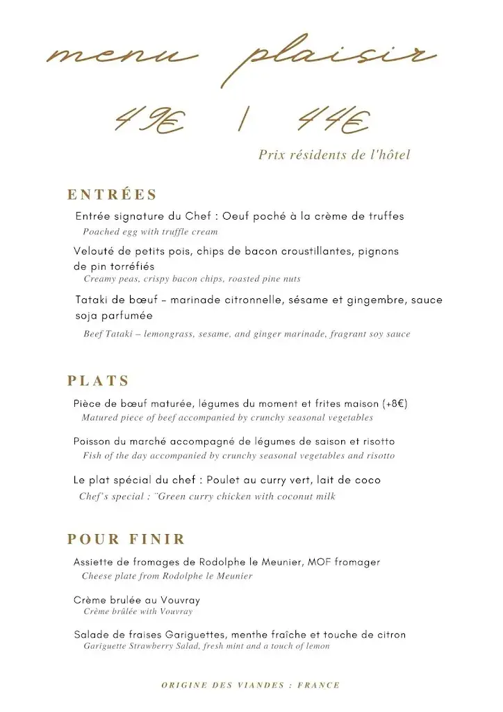 Menu_Restaurant Château de Noizay La Renaudie_Noizay_image_2
