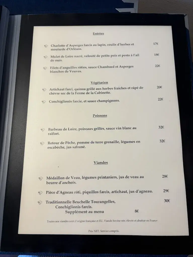 Menu_la Croix Blanche Loir et Cher_Veuzain-sur-Loire_image_3